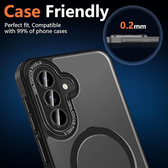for Samsung Galaxy A37/A57 Camera Lens Protector, Individual Metal Ring Tempered Glass Lens Cover, [Strong Adsorption] Scratch Resistant Ultra-Thin HD Clear Lens Cover, 1 Set-Black - Image 8