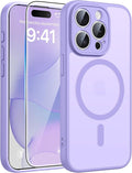 FNTCASE for iPhone 15 Pro Case, Fit for Magsafe, Screen Protector | Full Camera Protection, Translucent Matte, 14FT Military Grade Drop Proof, Shockproof Protective Phone Cover,Light Purple by FNTCASE