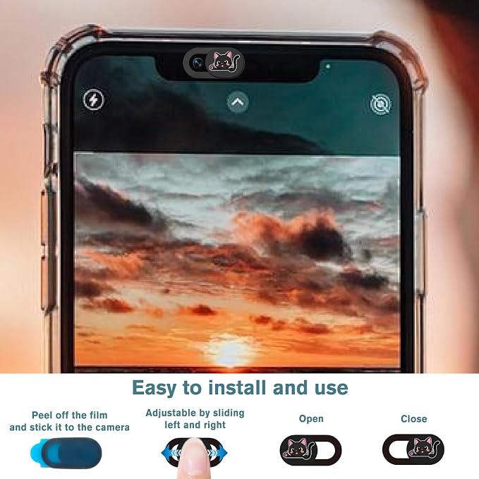 6Pcs 6 Styles Cat Camera Cover Slide Webcam Privacy Cover Cute Cats Design Ultra-Slim Camera Blocker for Laptop Desktop Computer Tablet Phone Notebook Mini PC Accessories Home Office Use - Image 3