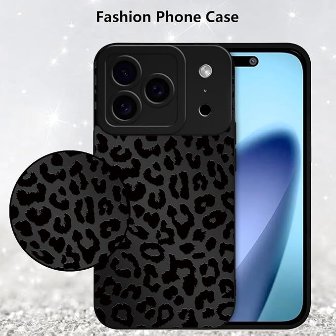 Cute Black Cheetah Print Phone Case for iPhone 17 Pro 6.3" | Aesthetic Leopard Pattern Design Cover Full Camera Lens Protective Shockproof Soft Slim TPU Funda for Men Women Girls - Image 6