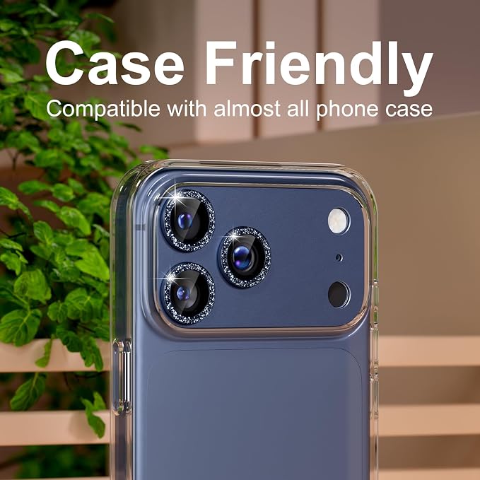 for iPhone 17 Pro Camera Lens Protector, Glitter Deep Blue | [Military Grade Shatterproof] [Strong Adsorption] [Case Friendly] Matte Metal Tempered Glass Camera Screen Cover Accessories - Image 6
