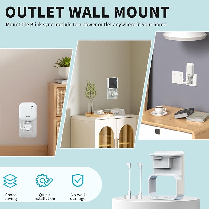 All-New Blink Outdoor Camera Housing and Mounting Bracket for Outdoor 4/2K+ | 3 Pack Protective Covers for Blink Outdoor Camera, 360°Adjustable Blink Wall Mount, Blink Sync Module Outlet Mount, White - Image 6