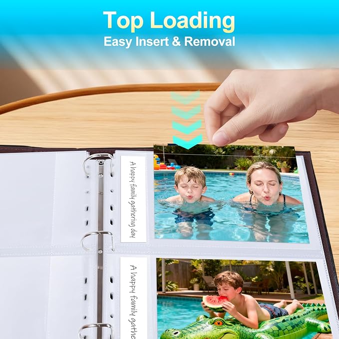 60 Pack 5x7 Photo Album Refill Pages for 3 Ring Binder,Ultra-Clear Photo Sleeves Holding 240 Pictures, Double-Sided 2 Pockets Photo Pages, Photo Sheet Protector for Photos and Postcards - Image 5