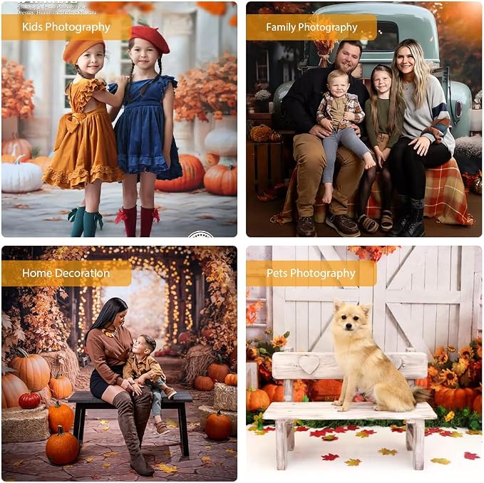 Kate Fall Backdrop Thanksgiving Photo Backdrop Truck Pumpkins Backdrop for Photography,8x8 - Image 5