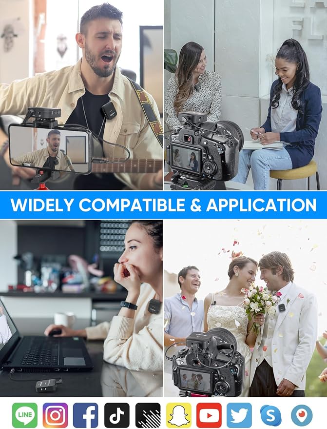 Moman C1X Wireless Lavalier Microphone, 2.4GHz Dual Channel Lapel Mic System with Noise Cancellation 230FT Range for Online Class Vlog Live Stream YouTube DSLR Camera Smartphone Tablet - Image 6