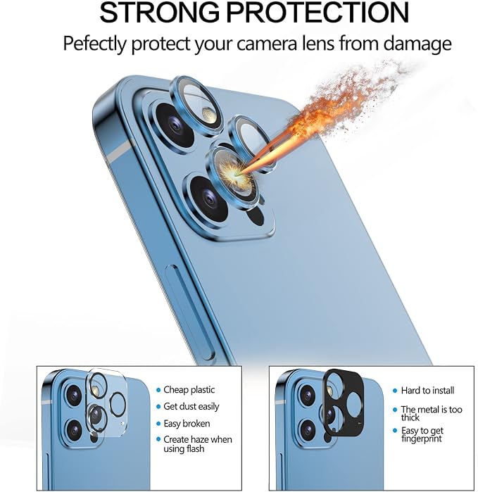 YWXTW [1 SET Camera Lens Protector Compatible with iPhone 12 Pro Max 6.7 inch, [Installation Tray] Aluminum Alloy Tempered Glass Camera Circle Cover - Image 3