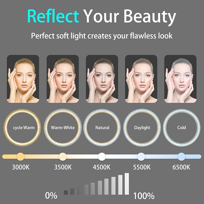 10" Desk Ring Light with Stable Tripod & Phone Holder, 120 LEDs 5-Color 10-Level Dimmable, Wireless Bluetooth Remote, Phone Selfie Light for Desk/Zoom/YouTube/TikTok - Image 7