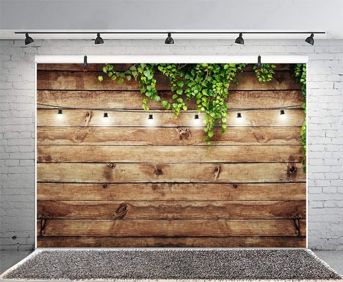 10x6.5ft Rustic Background for Photography Green Leaves Woodlands Photos Backdrops Wood Plank Backdrops for Weddings Birthday Baby Shower Party Barn Farmhouse Decorative Banner - Image 5