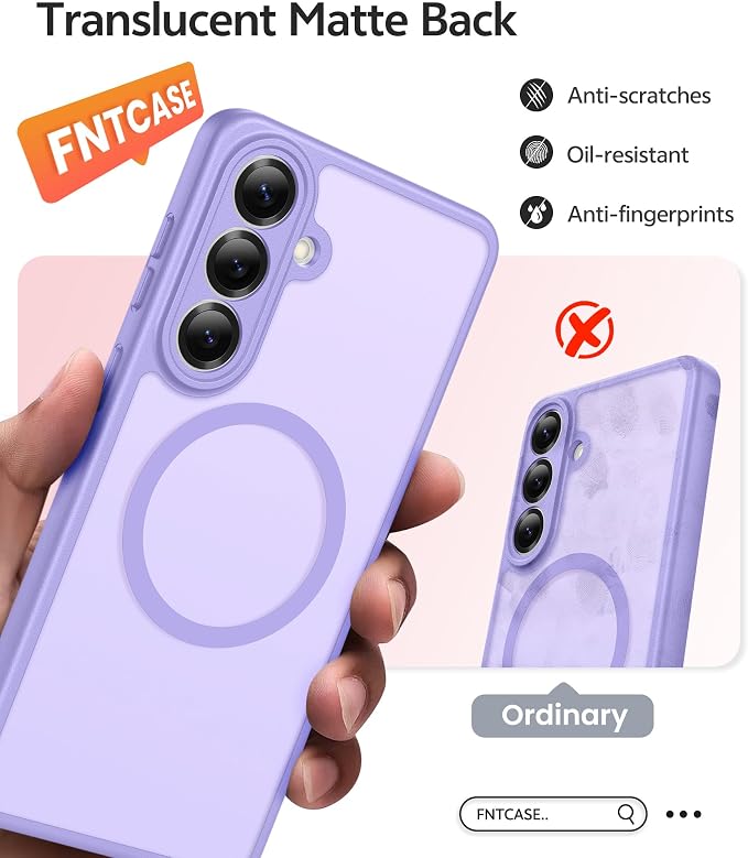 FNTCASE for Samsung Galaxy S26 Plus Case, Fit for Magsafe, Screen Protector | Full Camera Protection, Translucent Matte, 14FT Military Grade Drop Proof, Shockproof Protective Phone Cover, Light Purple - Image 6