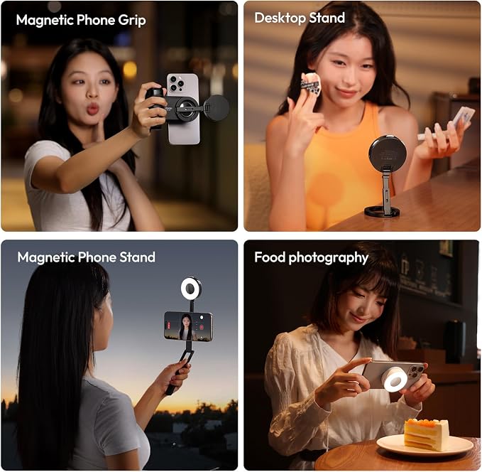 Ulanzi ML05 Magnetic Selfie Light, Mini Phone Light for iPhone Magsafe | 2500K-9000K Bi-color, Mirror & Phone Stand & Fill Lighting 3 in 1, For Selfies/TikTok/Zoom Call/Video Conference/YouTube - Image 8