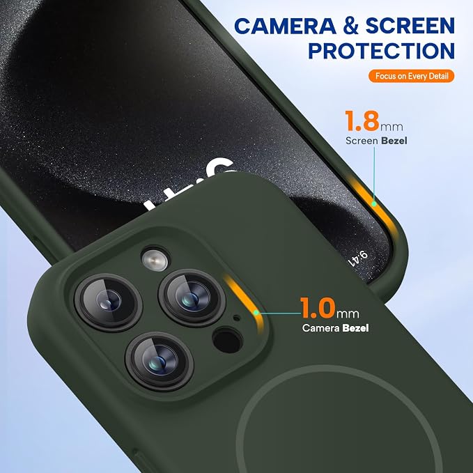 Miracase Magnetic for iPhone 15 Pro Case, Silicone, Soft Microfiber Lining - Image 4