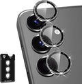 for Samsung Galaxy S25 Camera Lens Protector, Individual Metal Ring Tempered Glass Lens Cover, [Strong Adsorption] Scratch Resistant Ultra-Thin HD Clear Lens Cover, 1 Set-Black Sparkly by Btscase