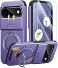 JAME for Google Pixel 10/10 Pro/11/11 Pro Case, Stand & Slide Camera Cover | Ring Holder Kickstand, Screen Protectors, Dual-Layer Shockproof Protective, Magnetic Accessory Friendly Phone Case, Purple by JAME