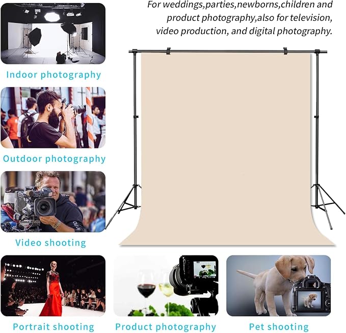 Beige Photo Backdrop for Photoshoot Solid Color Background 6x9 ft | Cream Photography Photobooth Curtain for Headshot, Homestudio, Portrait, Video, Meeting, Easy to Install, Washable Fabric - Image 5