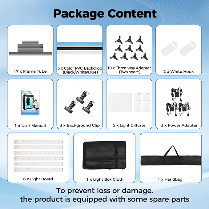 Photo Light Box, Portable 47"x20"x55" Photo Studio Light Box, Shooting Tent Kit with 576 Light Beads and 3 Color Backdrops. Large Lightbox with 6 Stepless Dimming Light Boards for Photography - Image 7