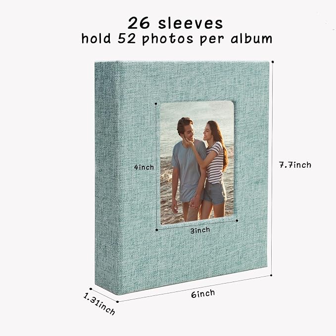 Small Photo Album 5x7 Linen Picture Book, Each Mini 26-Page Album Holds 52 Photos, Art Presentation Folder for Postcards & Picture Storage - Image 5