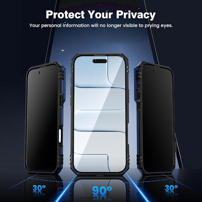 VEGO for iPhone Air Case with Stand and Slide Camera Cover Blue | Privacy Tempered Glass Screen Protector & Ring Kickstand Military Grade Heavy Duty Protection Cover for iPhone 17Air - Blue - Image 3