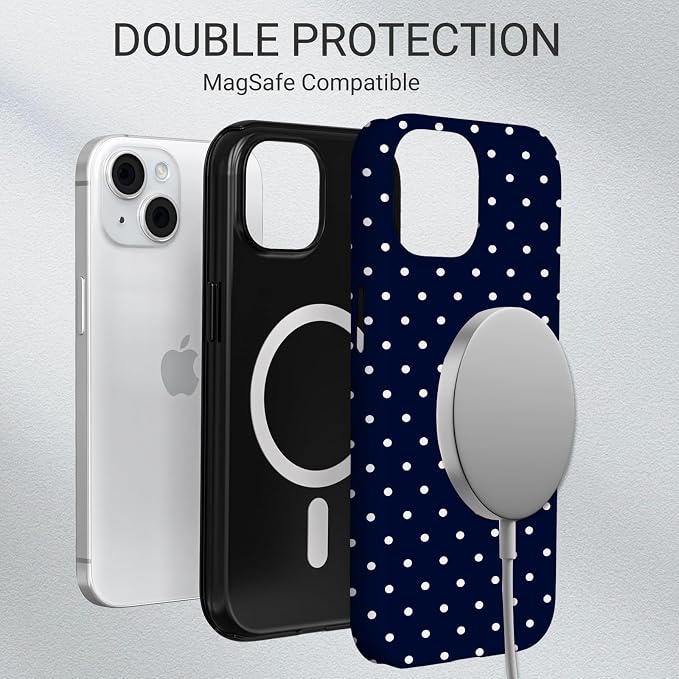 TPU Phone Case for iPhone 14, MagSafe Wireless Charging Compatible, Shockproof Slim Fit Protective Cover with Anti-Yellowing & Raised Camera Protection (Polka dot 7, iPhone 14) - Image 6