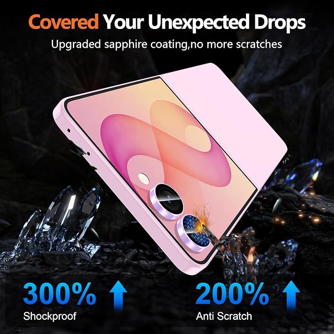 for Samsung Galaxy Z Flip 8 Camera Lens Protector, Individual Metal Ring Tempered Glass Lens Cover, [Strong Adsorption] Scratch Resistant Ultra-Thin HD Clear Lens Cover, 1 Set-Purple Ring - Image 5
