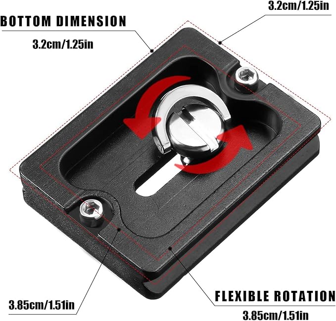 Frienda Quick Release Plate Tripod 1/4-20 DSLR,Pu50,Black and Orange | Tripod Mount Plate, Camera Tripod Mount for DSLR Camera Tripod Ball Head , Metal, 1.9 x 1.5 x 0.4 Inch - Image 3