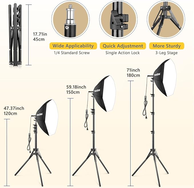 Torjim Softbox Photography Lighting Kit | 20" X 20" & 85W LED Studio Light | Soft Diffusion For Even Light | 3000-7500K Adjustable LED Bulbs for Studio Photo Video Recording Live Streaming Portraits - Image 3