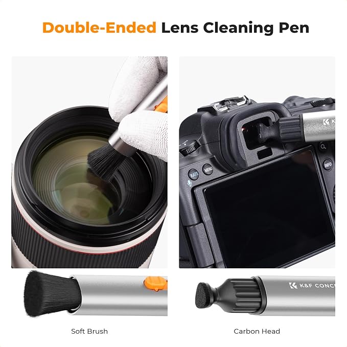 K&F CONCEPT Multifunctional Lens Cleaning Kit for Bluetooth Earphones | Cleaning Pen,Cleaning Stripper X3,Flocking Sponge X3,Soft Brush Head,Chamois Carbon Head,Aluminum Alloy Pen Body,MP02 - Image 2