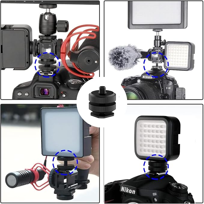 Camera Hot Shoe Mount(1 Pack) to 1/4"-20 Tripod Screw Adapter Flash Shoe Mount for DSLR Camera Rig - Image 4