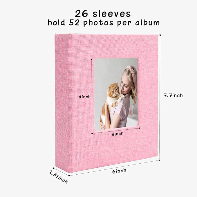 Small Photo Album 5x7, Pack of 2 Linen Picture Book, Each Mini 26-Page Album Holds 52 Photos, Art Presentation Folder for Postcards & Picture Storage - Image 5