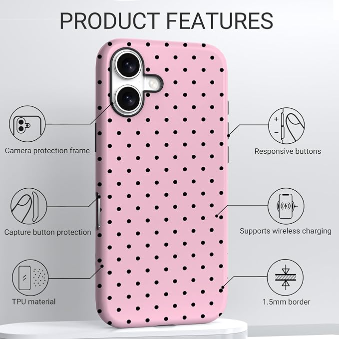 TPU Phone Case for iPhone 17, MagSafe Wireless Charging Compatible, Shockproof Slim Fit Protective Cover with Anti-Yellowing & Raised Camera Protection (Polka dot 4, iPhone 17(6.3")) - Image 3