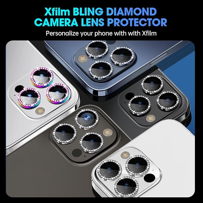for iPhone 15 Pro/15 Pro Max Camera Lens Protector Diamond, Blue | Individual Metal, 9H Hardness, Scratch Resistant, Shockproof, Drop Protection, Case Friendly, Stylish Accessories - Image 6