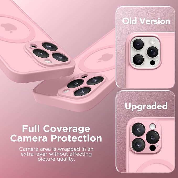 CAPRARO for iPhone 16 Pro Max Case, Compatible with MagSafe | Upgraded [Full Camera Protection] Protective Translucent Matte Women Girl Magnetic Phone Case Cover, Peach Pink - Image 6