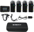 SVBONY D4 4-Person Wireless Lavalier Microphones Systems for Group Videos | Compatible with iPhone, Android, Camera, 2-Level Noise Reduction, 656ft Range, Smart Display, Magnetic Mount,Safety Track by SVBONY