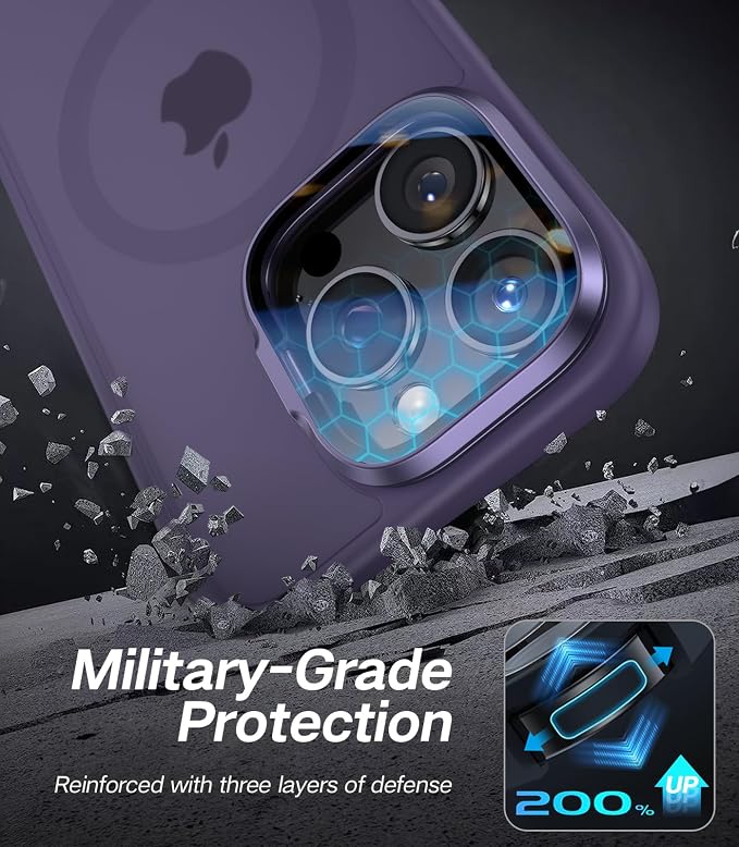VOFATA [Upgraded] for iPhone 16 Pro Max Case with Camera Cover Stand [Fit for MagSafe][9H Camera Lens Protector] Mil-Grade Protection Translucent Magnetic iPhone 16 Pro Max Phone Case, Purple - Image 5