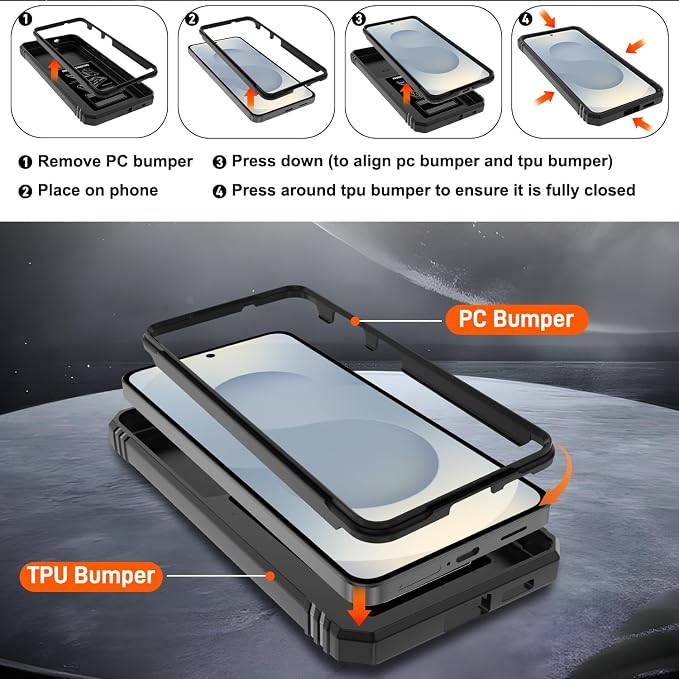 Gritup for Samsung Galaxy S26 Case with Slide Camera Cover | 2*Screen Protector, Build in 360° Rotating Ring Kickstand, Military Grade Protective Cover for Samsung S 26, Black - Image 3