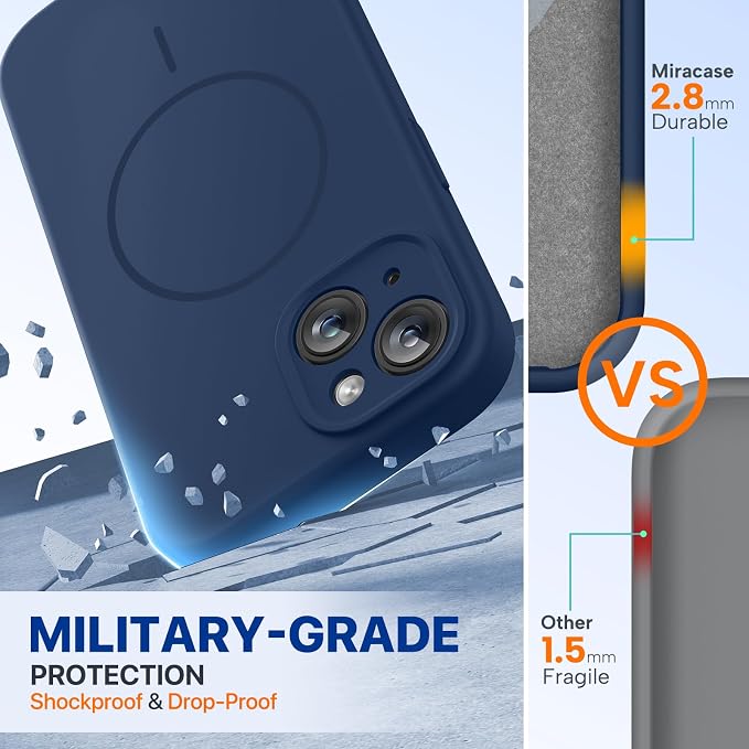 Miracase Silicone & Magnetic for iPhone 15 Plus Case, Dark Blue | Compatible with MagSafe, Soft Microfiber Lining, Liquid Silicone Case Shockproof Drop Protection Phone Case for 15 Plus - Image 2
