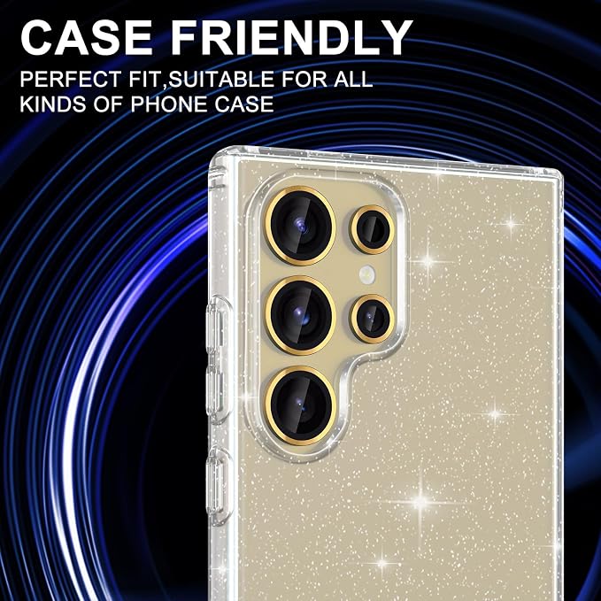 for Samsung Galaxy S25 Ultra Camera Lens Protector, Individual Metal Ring Tempered Glass Lens Cover, [Strong Adsorption] Scratch Resistant Ultra-Thin HD Clear Lens Cover, 1 Set-Gold - Image 5