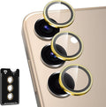 for Samsung Galaxy S25 Plus Camera Lens Protector, Individual Metal Ring Tempered Glass Lens Cover, [Strong Adsorption] Scratch Resistant Ultra-Thin HD Clear Lens Cover, 1 Set-Gold by Btscase