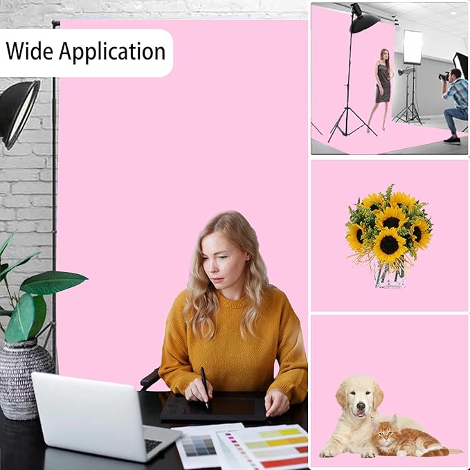 Pink Photography Backdrop for Photoshoot, Fabric 5x7ft | Versatile Studio Photo Backgrounds, Non Reflective, Easy to Use, for Portraits, Product, Party, Video Creation - Image 2