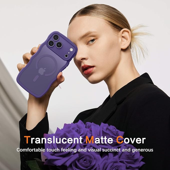 BENTOBEN Magnetic for iPhone 17 Pro Max Case, Cute Wavy [Full Camera Protection][Compatible with MagSafe] Matte Anti-Slip Bumper Women Men Boys Protective Cover for 17 ProMax 6.9",Deep Purple - Image 7