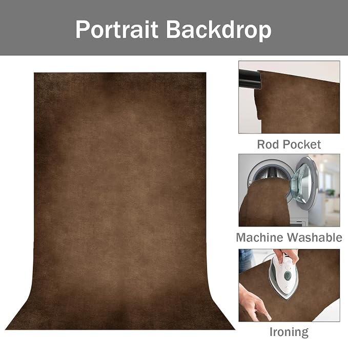 Brown Photography Backdrops for Photoshoot, Abstract Fabric 10x10ft | Vintage Studio Photo Backgrounds, Non Reflective, Easy to Use, for Portrait, Headshot, Product - Image 5