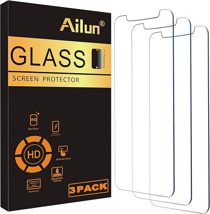 Ailun 3 Pack Screen Protector for iPhone 12 / iPhone 12 Pro, Tempered Glass | 6.1 Inch, Case Friendly, HD by Ailun