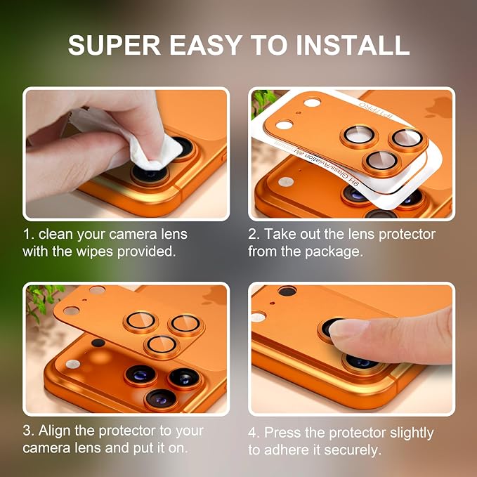 for iPhone 17 Pro Camera Lens Protector, Cosmic Orange | [Military Grade Shatterproof] [Strong Adsorption] [Case Friendly] Matte Metal Tempered Glass Camera Screen Cover Accessories - Image 7