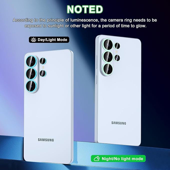 for Samsung Galaxy S26 Ultra Camera Lens Protector, Individual Metal Ring Tempered Glass Lens Cover, [Strong Adsorption] Scratch Resistant Ultra-Thin HD Clear Lens Cover, 1 Set-Blue Shine - Image 2