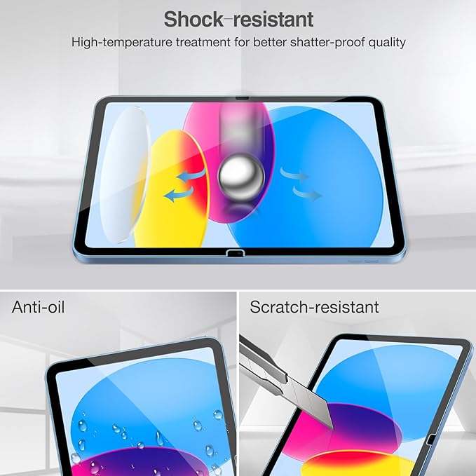 ProCase 2 Pcs Screen Protector for iPad A16 10th with Camera Lens Protector | Tempered Glass for 11" iPad 2025 11th & 10.9 10th Generation -Blue - Image 6