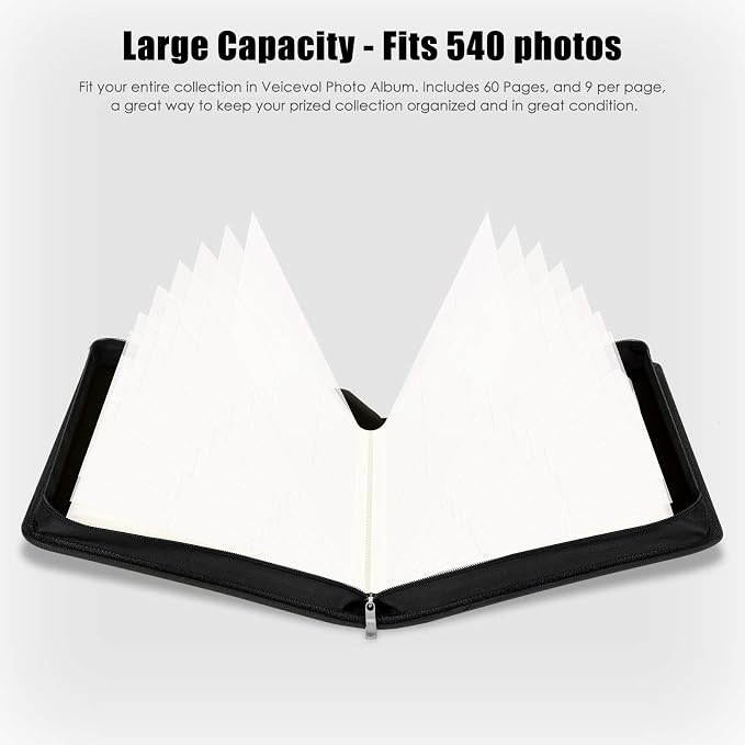 Veicevol 540-Pocket 2x3 Photo Album for Instax Mini and Polaroid, Black | PU Leather Cover Keeps, Fits Instax Mini and Polaroid 2x3 Photos, Protects Travel, Wedding and Family Memories - Image 4