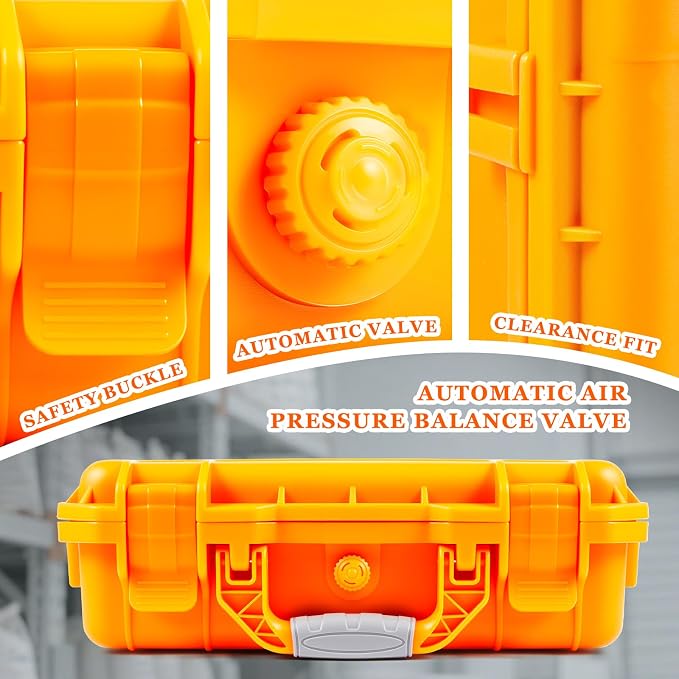 Relaxweex 1 Pcs Waterproof Hard Case with DIY Customizable Foam Insert Portable Protective Case with Knife for Camera Drones Equipments Tools Test Instruments(Orange,14.3 x 11.4 x 4.5 Inch) - Image 4