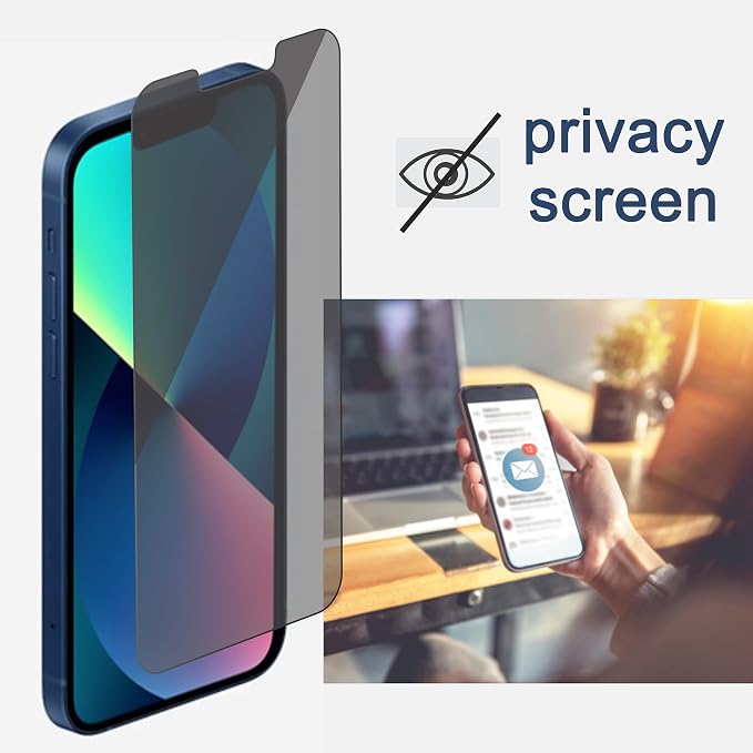 Ailun Privacy Screen Protector+Camera Lens Protector for iPhone 13 Mini | 2+2 Pack, 5.4 inch, Anti Spy Private Tempered Glass Film, HD - Image 2