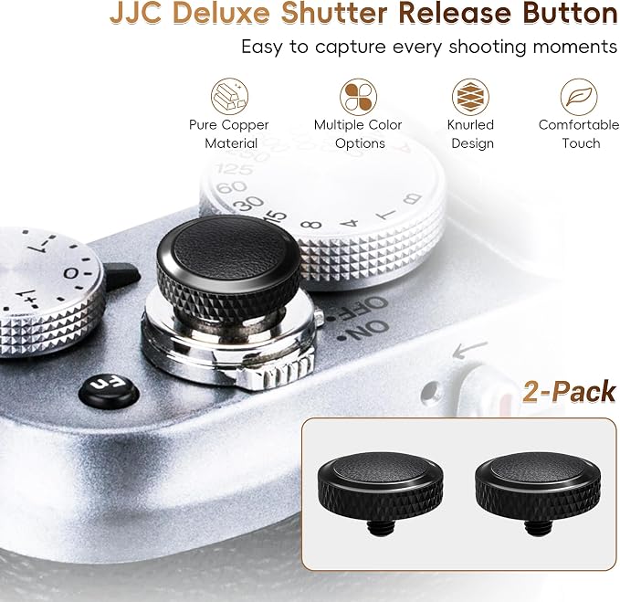 JJC Soft Shutter Release Button for Fujifilm X100VI XT50, Black, 2-Pack | for Fuji Fujifilm X-T5 X-T4 X-T50 X-T30 III II X100 V VI X-E5 X-E4 X Half Sony RX1R II RX10 IV III Leica Q3 M10 Nikon Zf Df - Image 3