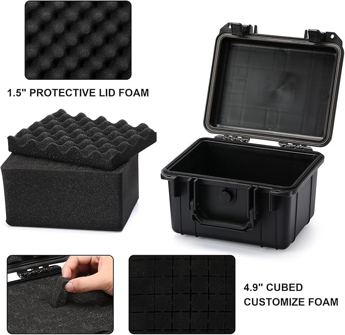 Mayouko Portable Tool Box with Shock- Proof Sponge, Water Proof Grade IP67, Waterproof Hard Case with Foam Insert, Handheld Gimbal Explosion-Proof Box, Waterproof Hard Case, 10.6 x 9.7 x 6.9 inch - Image 6