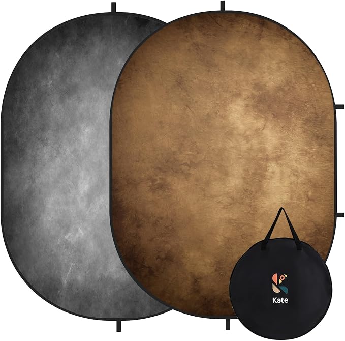 Kate Collapsible Backdrop Grey Brown Self Tape Backdrop 285 | Grey Brown Collapsible Backdrop 5'x6.5' Pop Up Backdrops,for Photography, YouTube Videos, and Live Streaming. by KateBackdropforPhotography